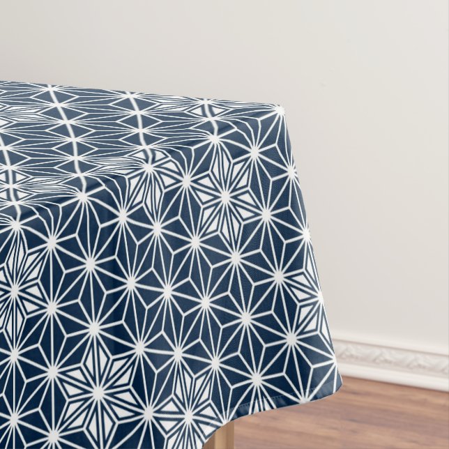 Japanese Asanoha pattern - indigo blue & white Tablecloth (In Situ)