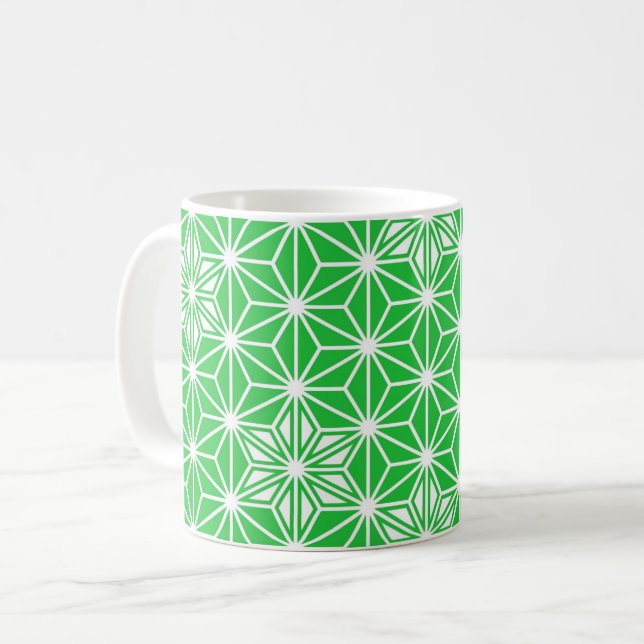 Japanese Asanoha pattern - jade green Coffee Mug (Front Left)