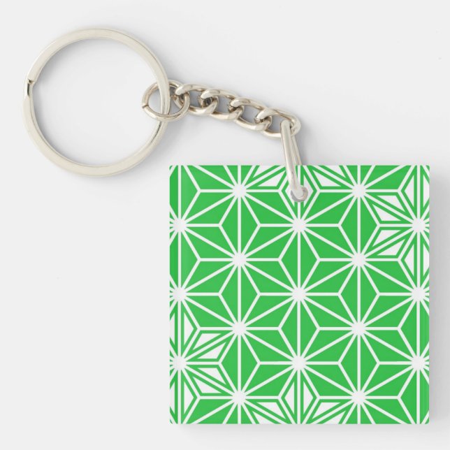 Japanese Asanoha pattern - jade green Key Ring (Front)