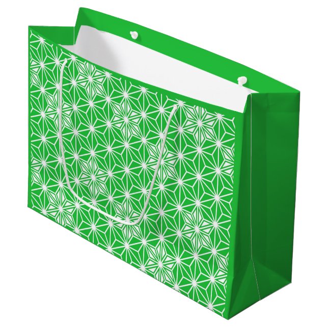 Japanese Asanoha pattern - jade green Large Gift Bag (Front Angled)