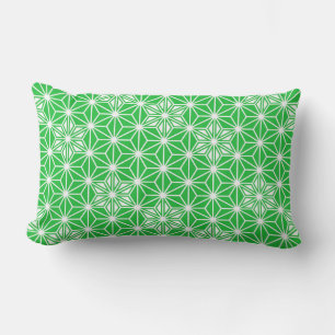 Japanese Asanoha pattern - jade green Lumbar Cushion