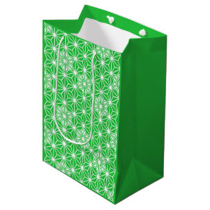 Japanese Asanoha pattern - jade green Medium Gift Bag