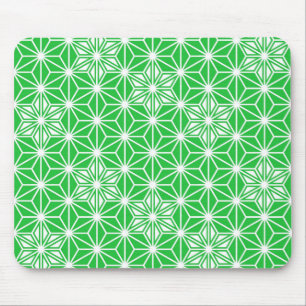 Japanese Asanoha pattern - jade green Mouse Pad