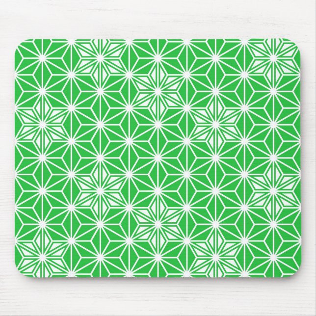Japanese Asanoha pattern - jade green Mouse Pad (Front)
