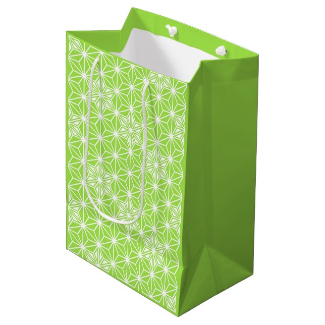 Japanese Asanoha pattern - light lime green Medium Gift Bag (Front Angled)