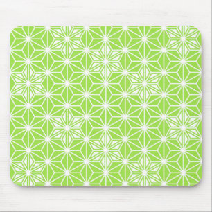 Japanese Asanoha pattern - light lime green Mouse Pad
