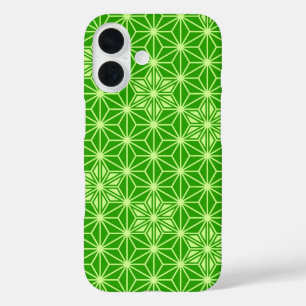 Japanese Asanoha pattern - lime green iPhone 16 Case