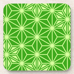 Japanese Asanoha pattern - lime green Coaster