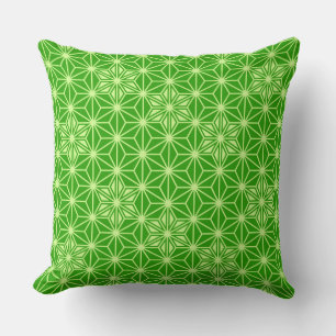 Japanese Asanoha pattern - lime green Cushion