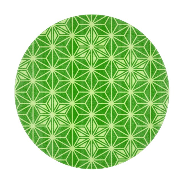Japanese Asanoha pattern - lime green Cutting Board (Front)