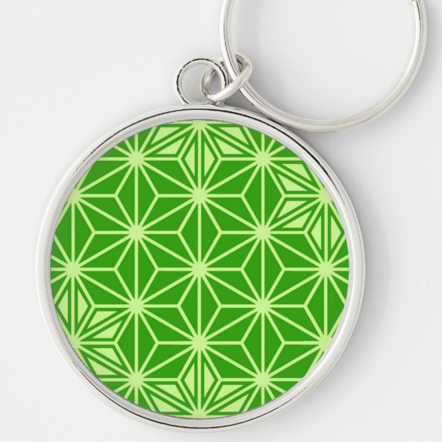 Japanese Asanoha pattern - lime green Key Ring (Front)