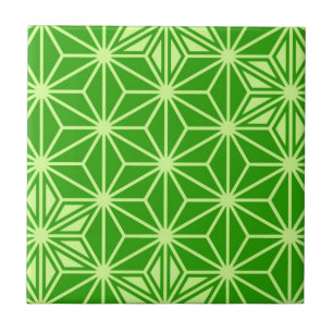 Japanese Asanoha pattern - lime green Tile