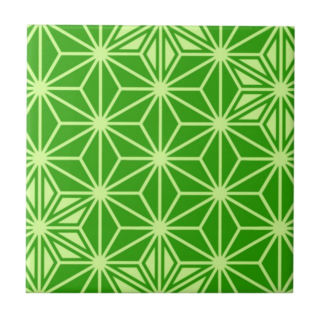 Japanese Asanoha pattern - lime green Tile (Front)
