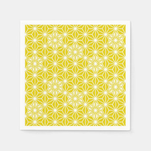 Japanese Asanoha pattern - mustard gold and white Napkin