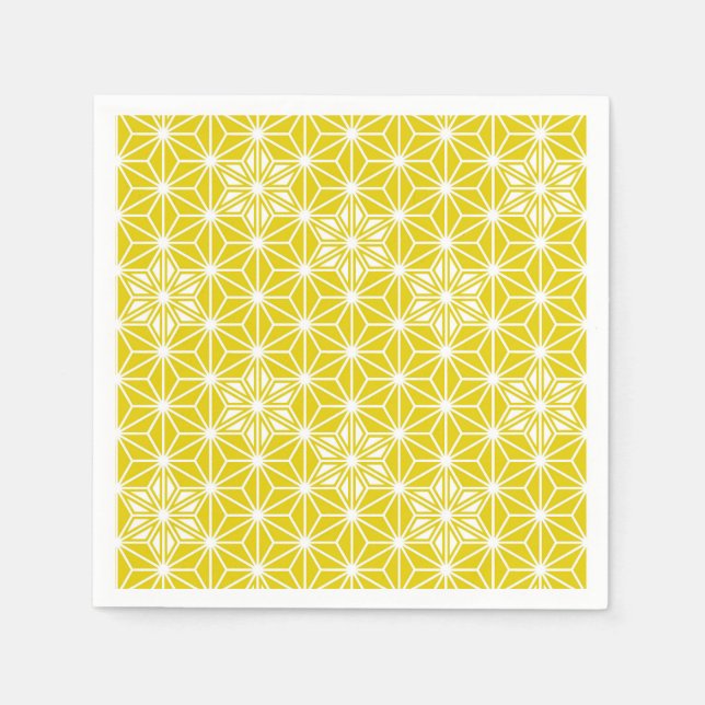 Japanese Asanoha pattern - mustard gold and white Napkin (Front)