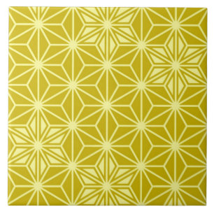 Japanese Asanoha pattern - mustard gold Ceramic Tile