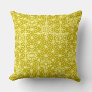 Japanese Asanoha pattern - mustard gold Cushion