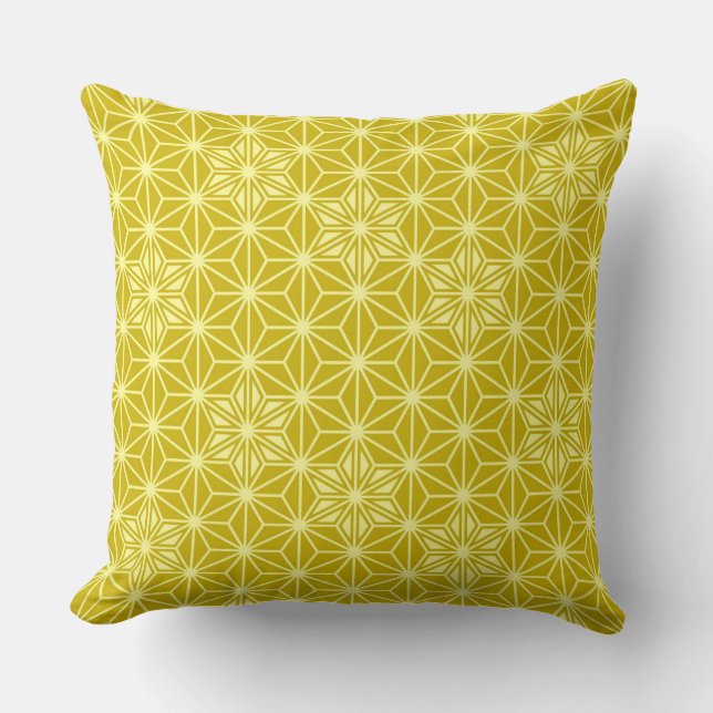 Japanese Asanoha pattern - mustard gold Cushion (Front)