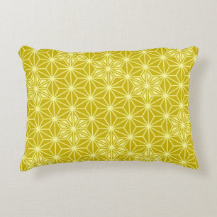Japanese Asanoha pattern - mustard gold Decorative Cushion