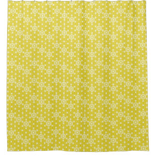 Japanese Asanoha Pattern, Mustard Gold & White Shower Curtain