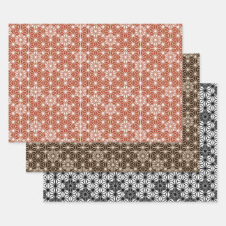 Japanese Asanoha pattern, Neutrals Wrapping Paper Sheet