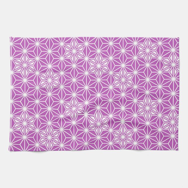 Japanese Asanoha pattern - orchid Tea Towel (Horizontal)