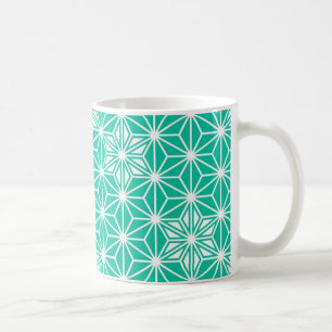 Japanese Asanoha pattern - peacock blue Coffee Mug