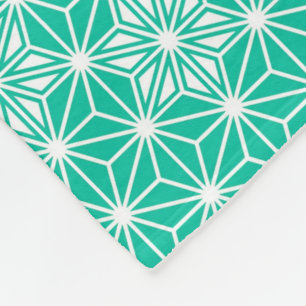 Japanese Asanoha pattern - peacock blue Fleece Blanket