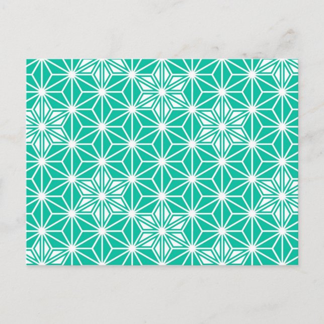 Japanese Asanoha pattern - peacock blue Postcard (Front)