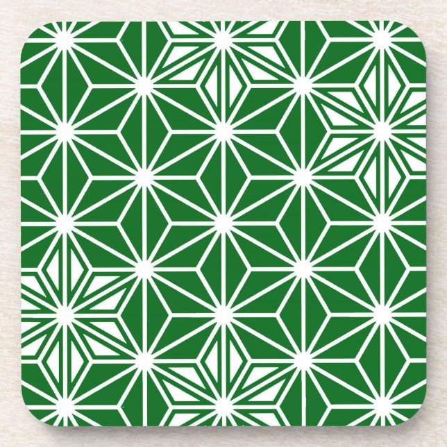 Japanese Asanoha pattern - pine green Coaster (Front)