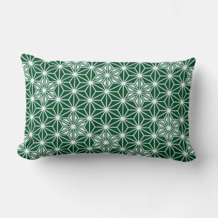 Japanese Asanoha pattern - pine green Lumbar Cushion