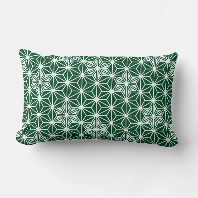 Japanese Asanoha pattern - pine green Lumbar Cushion (Front)