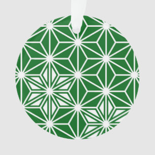 Japanese Asanoha pattern - pine green Ornament