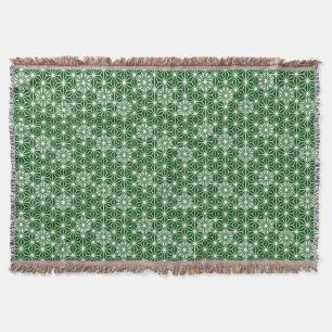 Japanese Asanoha pattern - pine green Throw Blanket