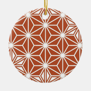 Japanese Asanoha pattern - terracotta Ceramic Tree Decoration