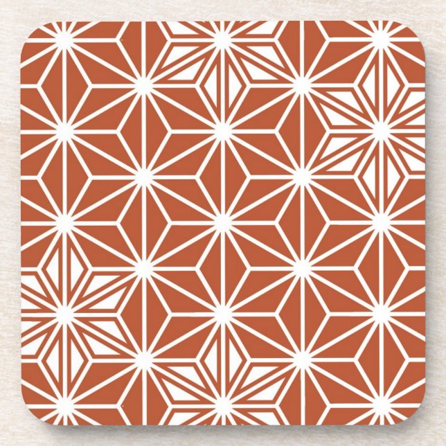 Japanese Asanoha pattern - terracotta Coaster (Front)