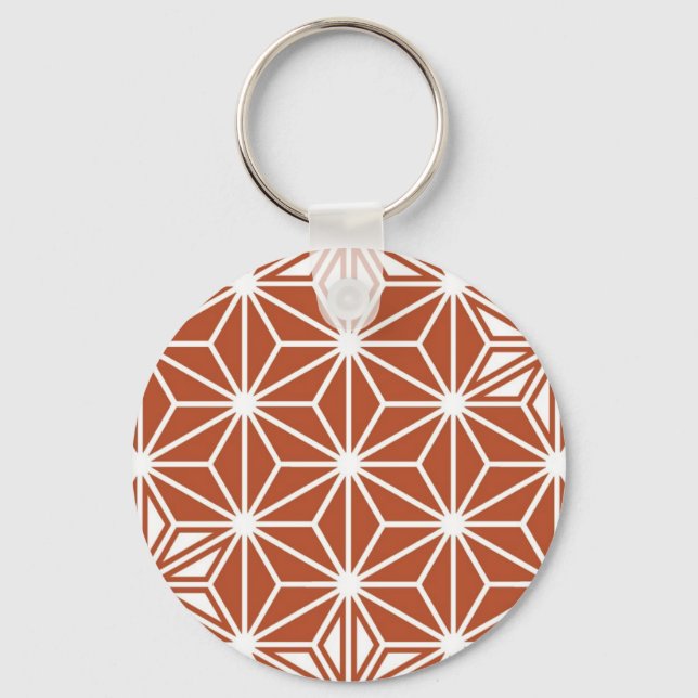 Japanese Asanoha pattern - terracotta Key Ring (Front)