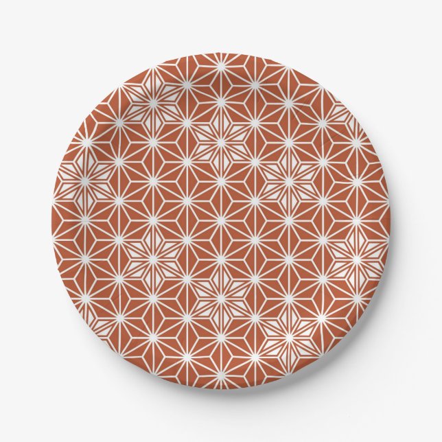 Japanese Asanoha pattern - terracotta Paper Plate (Front)