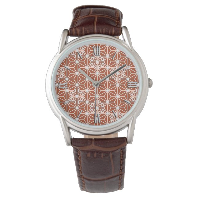 Japanese Asanoha pattern - terracotta Watch (Front)