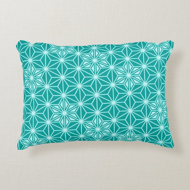 Japanese Asanoha pattern - turquoise Decorative Cushion (Front)