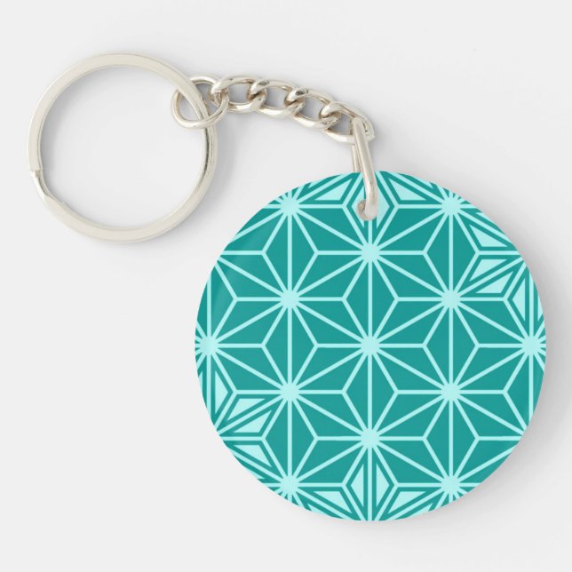 Japanese Asanoha pattern - turquoise Key Ring (Front)