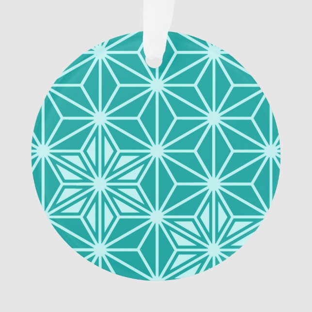 Japanese Asanoha pattern - turquoise Ornament (Front)