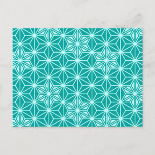 Japanese Asanoha pattern - turquoise Postcard