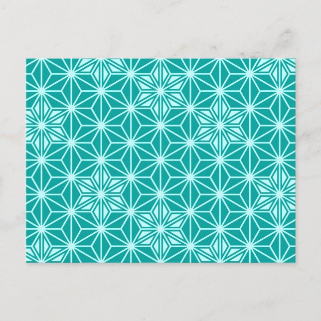 Japanese Asanoha pattern - turquoise Postcard (Front)