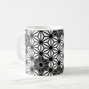 Japanese Asanoha pattern - white and black Coffee Mug
