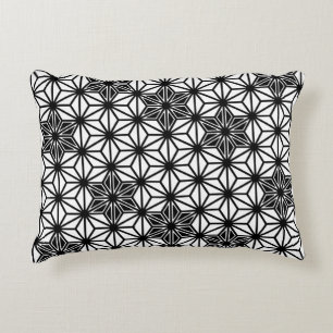 Japanese Asanoha pattern - white and black Decorative Cushion