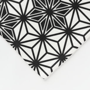 Japanese Asanoha pattern - white and black Fleece Blanket