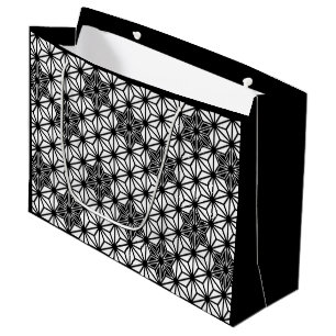 Japanese Asanoha pattern - white and black Large Gift Bag