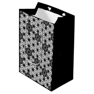 Japanese Asanoha pattern - white and black Medium Gift Bag