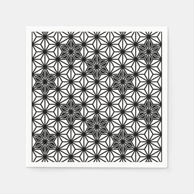 Japanese Asanoha pattern - white and black Napkin (Front)